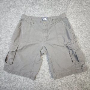 The North Face Mens Cargo Shorts Size 34 Flat Front Dark Wash Gray Shorts